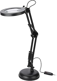 Magnifying Lamp, 8W 5x Magnifying Light with Clamp Led Magnifying Lamp with Led Eye Protection Chip 360°flexible Desktop Magnifier Lamp 10 Gears Adjustable Tattoo Magnifier Lamp for Salon Tattoo