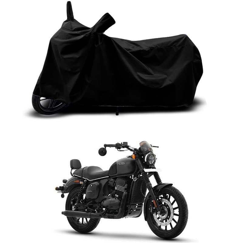 Image of 100% Scratchproof /UV-Rays /Heat Protection /Birds Dropping /Water Resistant /Dust Proof /Waterproof /Bike Scooty Two Wheeler Body Cover Compatible for Yezdi Roadster Gallant All Varient[Black]