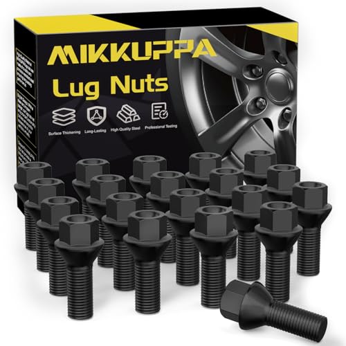 20 Stück MIKKUPPA Radschrauben Radbolzen M14x1 5 - Schaftlänge: 27mm Kegelbund 60 Schlüsselweite :17mm (Schwarz)
