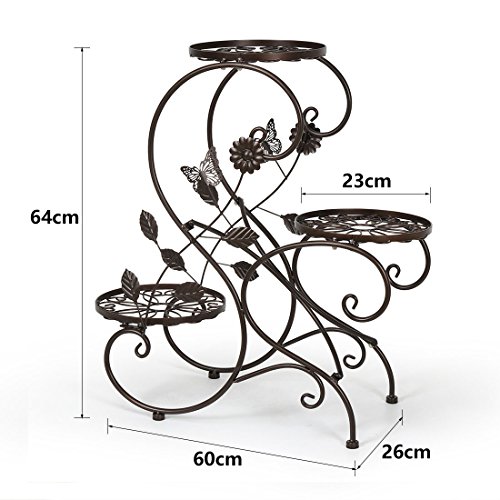 3 Tier Classic Plant Stand Metal Plant Plant Pot Display Stand With Modern S Design, Bronze #TOP2