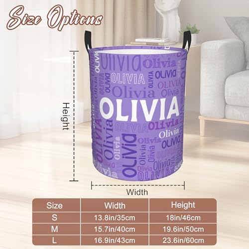 Image of Custom Name Laundry Hamper, Personalized Laundry Basket with Name for Boys Girls Kids Men Women, Customized Name Dirty Clothes Basket Gifts for Clothes Toy Bathroom Bedroom Laundry Room Dorm