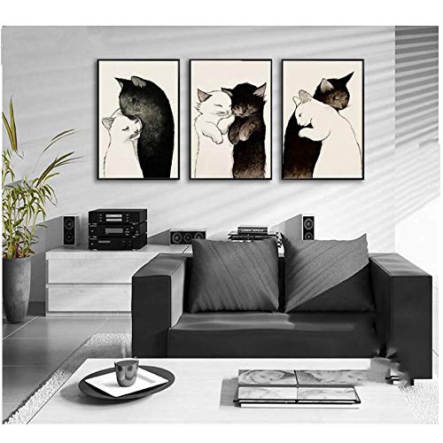 Toile couple de chatons pour salon moderne et déco cocooning chaleureuse