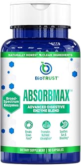 BioTrust AbsorbMax Broad Spectrum Digestive Enzyme Blend, Gluten Free, Non GMO, Digestive Support for Nutrient Digestion, Absorption and Periodic Digestive Discomfort and Bloating