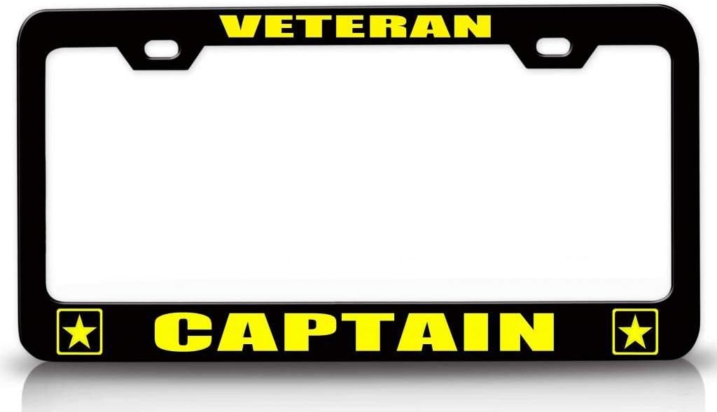 Veteran Captain Army Metal Car SUV Truck License Plate Frame Bl o88