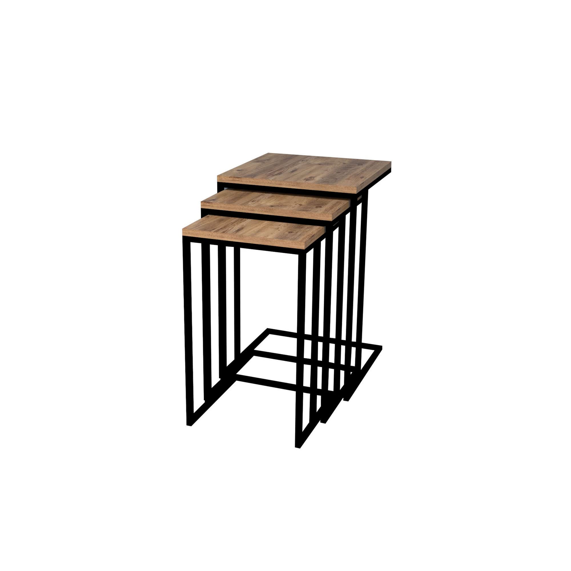 WELL HOME MOBILIARIO & DECORACIÓN Mesa Nido,100% Tablero de aglomerado rechapado en melamina, Color Atlantic Negro