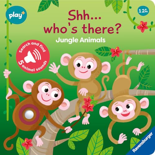 Ravensburger Play+ Shh… Who’s there? Jungle Animals (My First Seek and Find Sound Book), Baby book 12+ months: Search and find