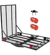 IRONMAX Hitch Cargo Carrier with Ramp, Heavy Duty Folding Mobility Scooter Wheelchair Hitch-Mount...