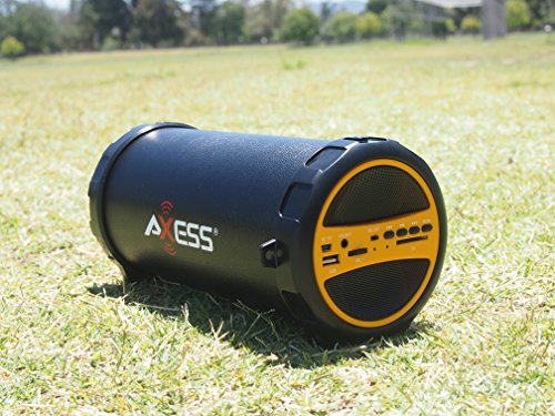 Axess Spbt1031 Portable Bluetooth Indoor/Outdoor 2.1 Hi-Fi Cylinder Loud Speaker With Built-In 3" Sub And Sd Card, Usb, Aux Inputs In Yellow #TOP4