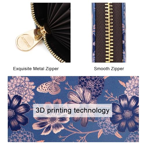 APHISON RFID Credit Card Holder Small Microfiber Leather Zipper Card Case Wallet for Women