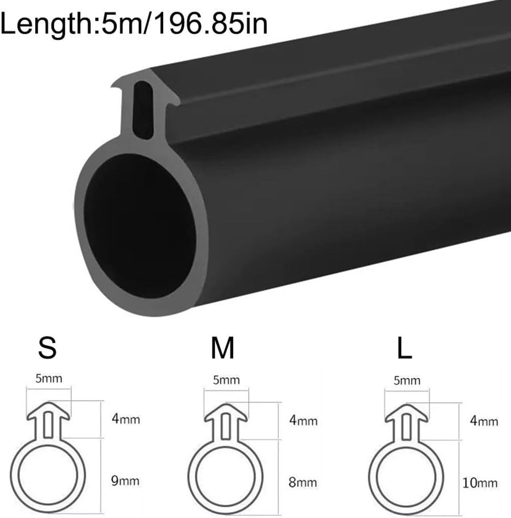 5M O-Shaped Silicone Weather Stripping for Doors and Windows - Noise Reduction & Draft Seal(Black,5.5-7.5mm)