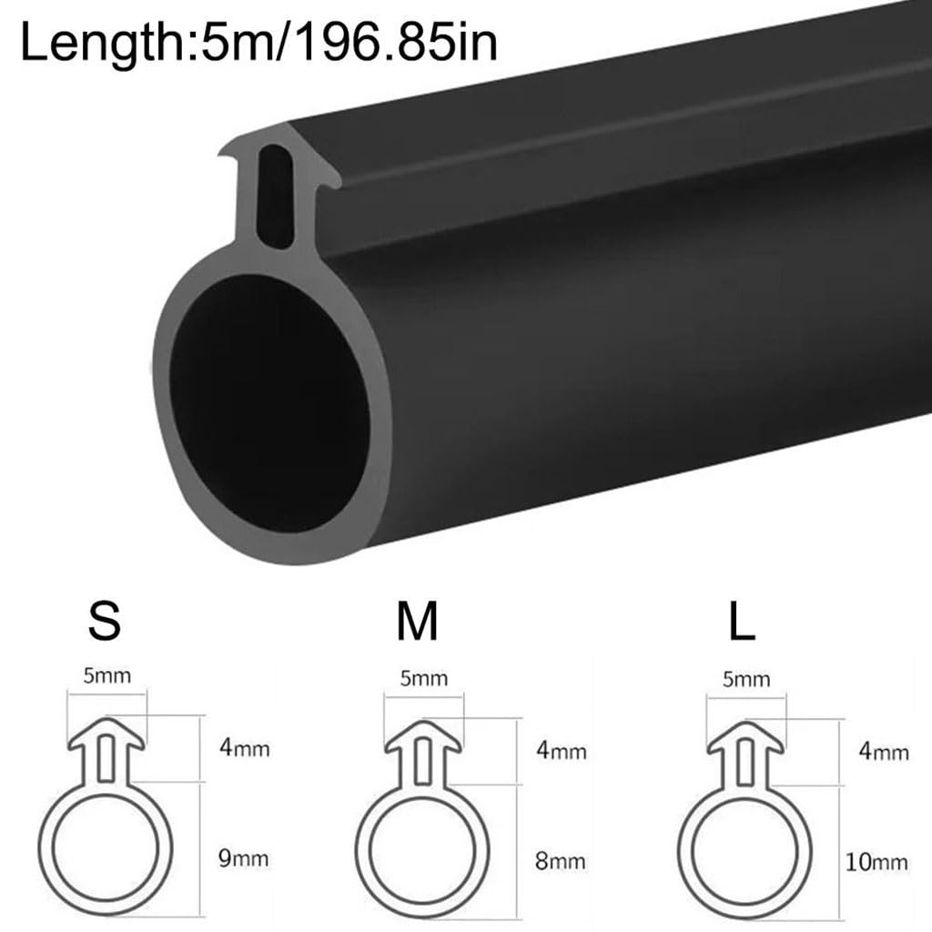 1 guarnizione in silicone a forma di O da 5 m for porte e finestre: riduzione del rumore e tenuta alle correnti d'aria(Black,5.5-7.5mm)