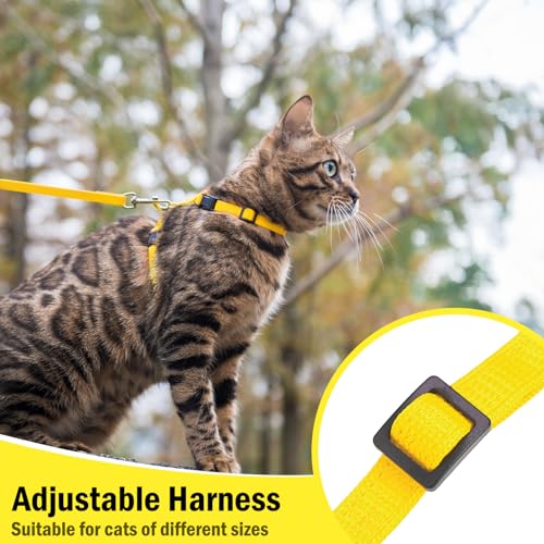 PUPTECK-Adjustable-Cat-Harness-and-Leash-Set-Escape-Proof-Kitten-Strap-Collar-for-Walking-Travel-Yellow