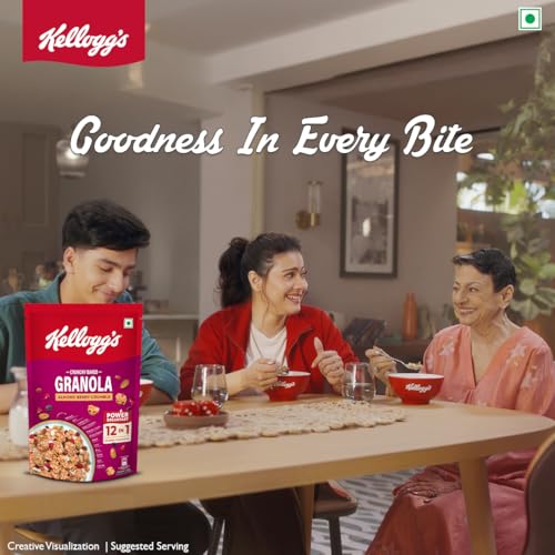 Image of Kellogg's Crunchy Almond Berry Crumble Granola 450g | 12-In-1 Power Breakfast | No Maida, No Palm Oil | Source of Protein & Fibre | Baked Multigrain Clusters (Pack of 2)