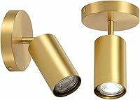 Vista 10 de BOKT Kit de iluminación LED moderna de riel de 1 luces, accesorios de foco de oro cepillado, montaje en techo de latón mate para interiores, lámpara