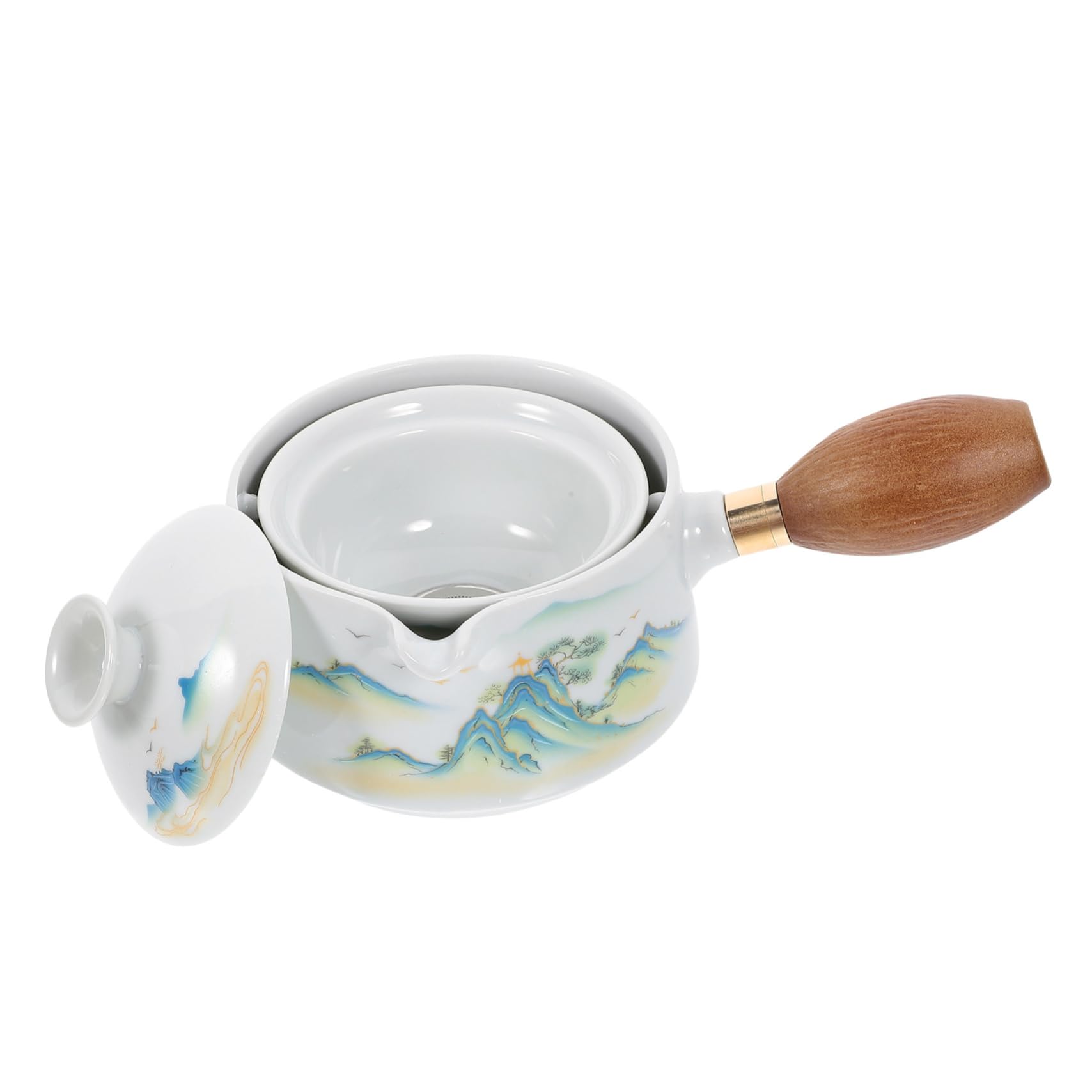 MAGICLULU 3piezas Tetera De Cerámica Asa Lateral Diseño Rotativo Para Infusión De Té Para Hogar y Oficina Duradera y Fácil De Limpiar