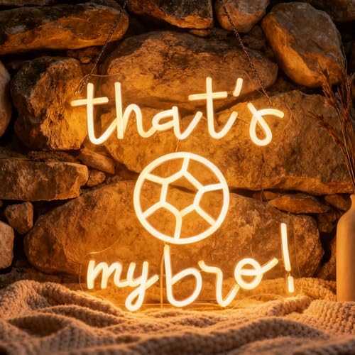 Lampe néon en forme de ballon de football « That's My Bro » - Décoration murale à DEL fidèle et solidaire pour salle de jeux, grotte d'homme, bar sportif...