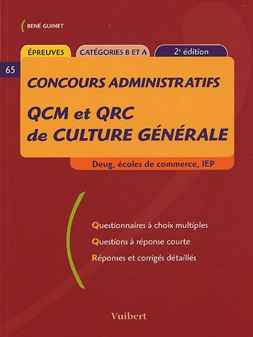 QCM et QRC de culture générale : Catégories B et A PDF Ebook En Ligne