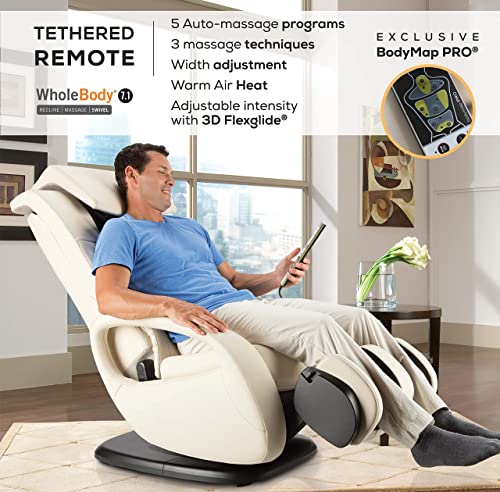 Human Touch Wholebody 7.1 Living Room Recliner Massage Chair - Full Body Professional Grade Personal Massage - Relaxation W Heat For Targeted Stress + Muscle Pain Relief With Foot Calf - Bone #TOP5