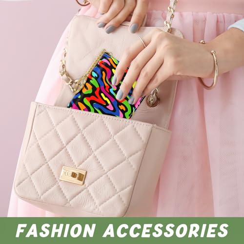 Image of Aiawoxc Credit Card Holder, Small RFID Wallet Slim Leather Card Organizer Case with Zipper and Keychain, Abstract Rainbow Art