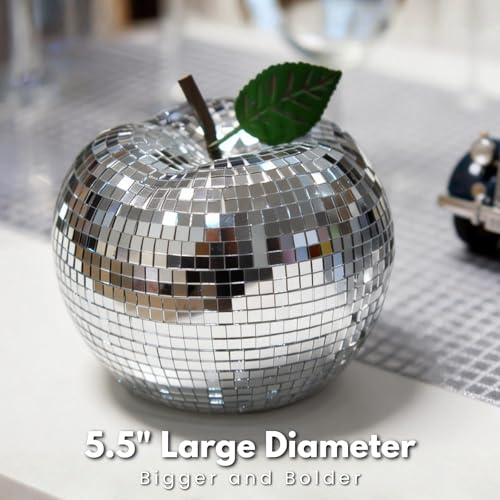 Image of Valentines-Day Disco-Ball Decor Apple Mirrorball - Apple Shaped Home Decor for Party, Home, Room Decoration, Retro Disco Party Decorations, 5 Inch Mirror Disco Apple for Table Decor