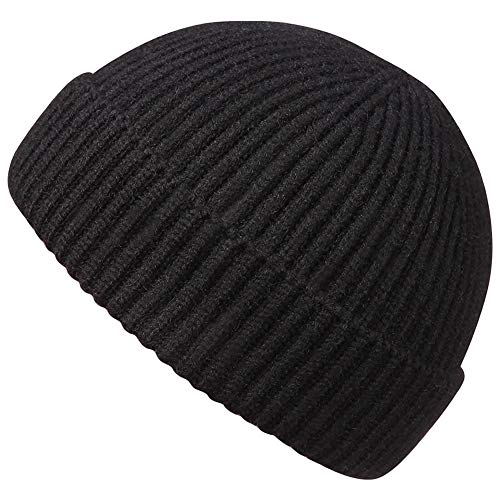MaxNova Gorro de tricô curto pescador unissex, 2pack Black/Mustard Yellow, One Size