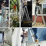 Heavy Duty Ladder Household Ladder Telescopic Ladder, 2.5m + 2.5m(5m) A Frame Ladder, Height Adjustable Multi-purpose Ladder, Extension Ladder for Household Roof Loft Home Outdoor Indoor - Image 9