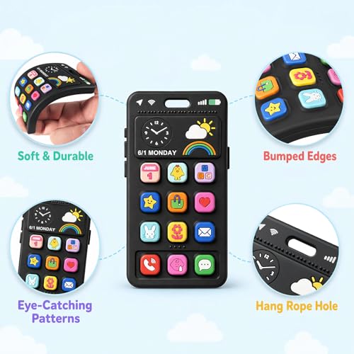 Image of Baby Silicone Remote and Phone Teether, 2pack Teething Toy for Baby 3 6 12 18 Months, Baby's Chew Toys, Food Grade Silicone Teething Toys for Infants, BPA Free, for Babies Gum Relief