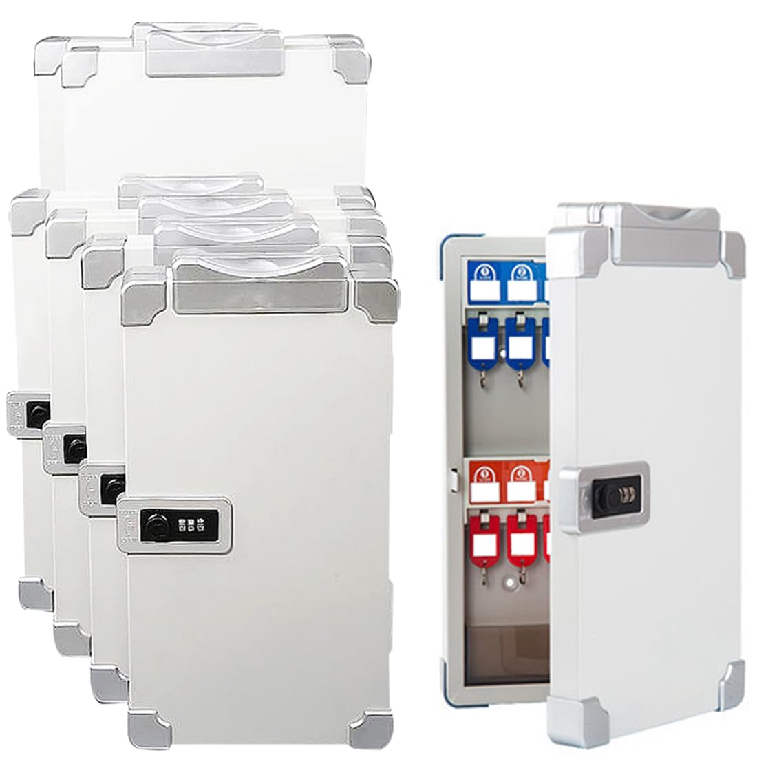 Armadietto Portachiavi in Acciaio Cassetta Portachiavi da Parete con Serratura A Combinazione,con Gancio Ed Etichetta per Casa Rivenditori di Barche,60 Bits