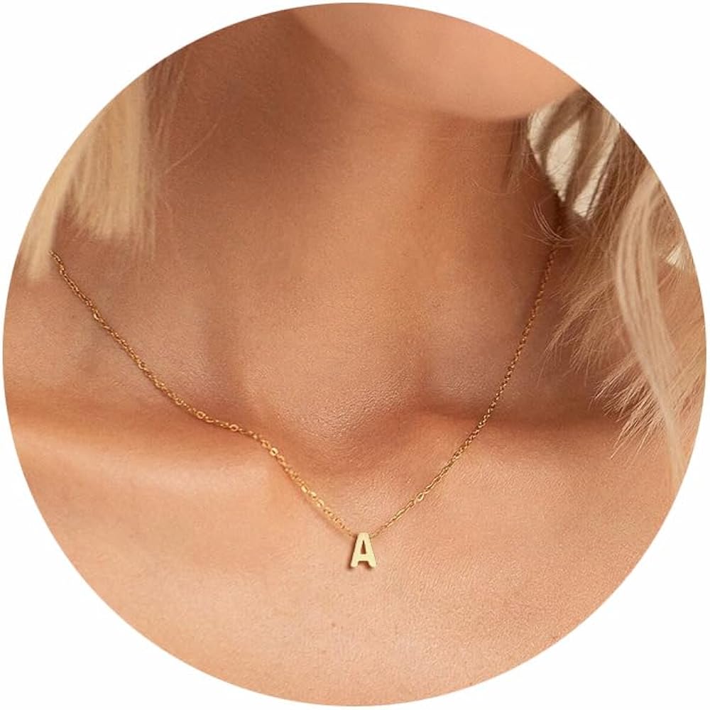 Amazon.com: MOMOL Tiny Initial Necklace 18K Gold Plated Small
