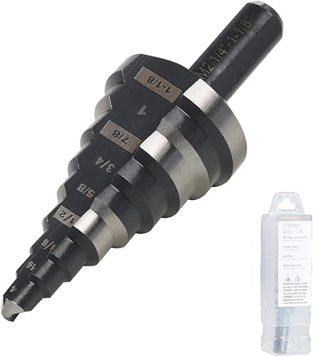 Miniatura 8 de M2 HSS - Broca escalonada de 4 a 1.260 in, brocas de acero de alta velocidad para perforación de agujeros en material extragrueso/panel/placa, acero