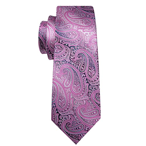 Barry.wang Men Tie Set Paisley Silk Necktie Pocket Square Cufflinks Extra Long Tie #TOP4