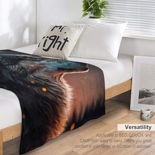 Plaid Loup Couverture Polaire pour vos Soirées Cocooning sur le Canapé