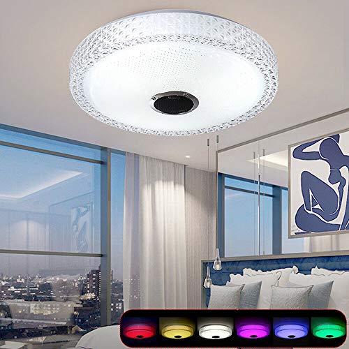Preisvergleich Produktbild OUKANING Bluetooth Deckenleuchte LED Dimmbar Deckenleuchte Farbwechsel mit Fernbedienung mit Bluetooth Lautsprecher 36w