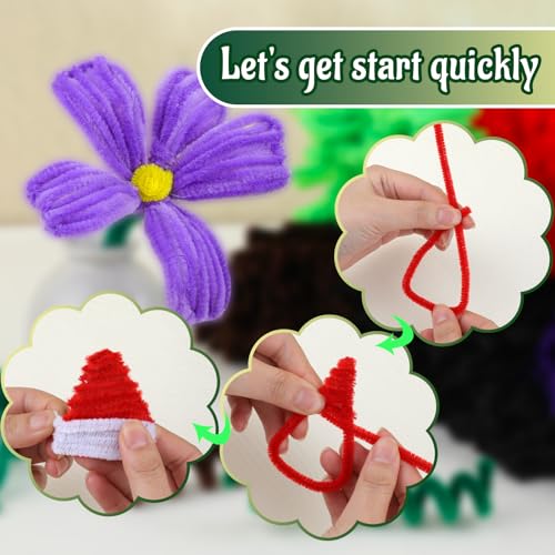 Image of Mnuizu 200 Pcs Pipe Cleaners Chenille Stems Pipe Cleaner Fuzzy Sticks Craft | Fluffy Pipe Cleaners, Pipe Cleaners Bulk for Flowers, Arts Project and Crafts Supplies, Dark Green