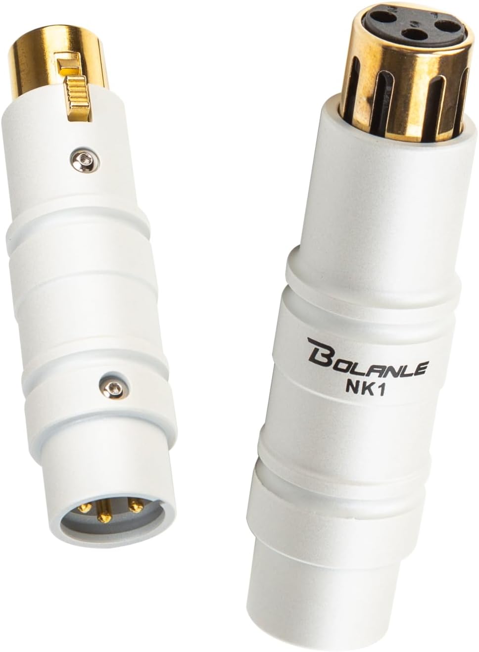 Bolanle Microphone Preamps 28dB Gain XLR Male to Female Adapter with Gold-Plated Connectors, 48V Phantom Power for SM7B/SM58 Mics, Mixer, Sound Card (White)