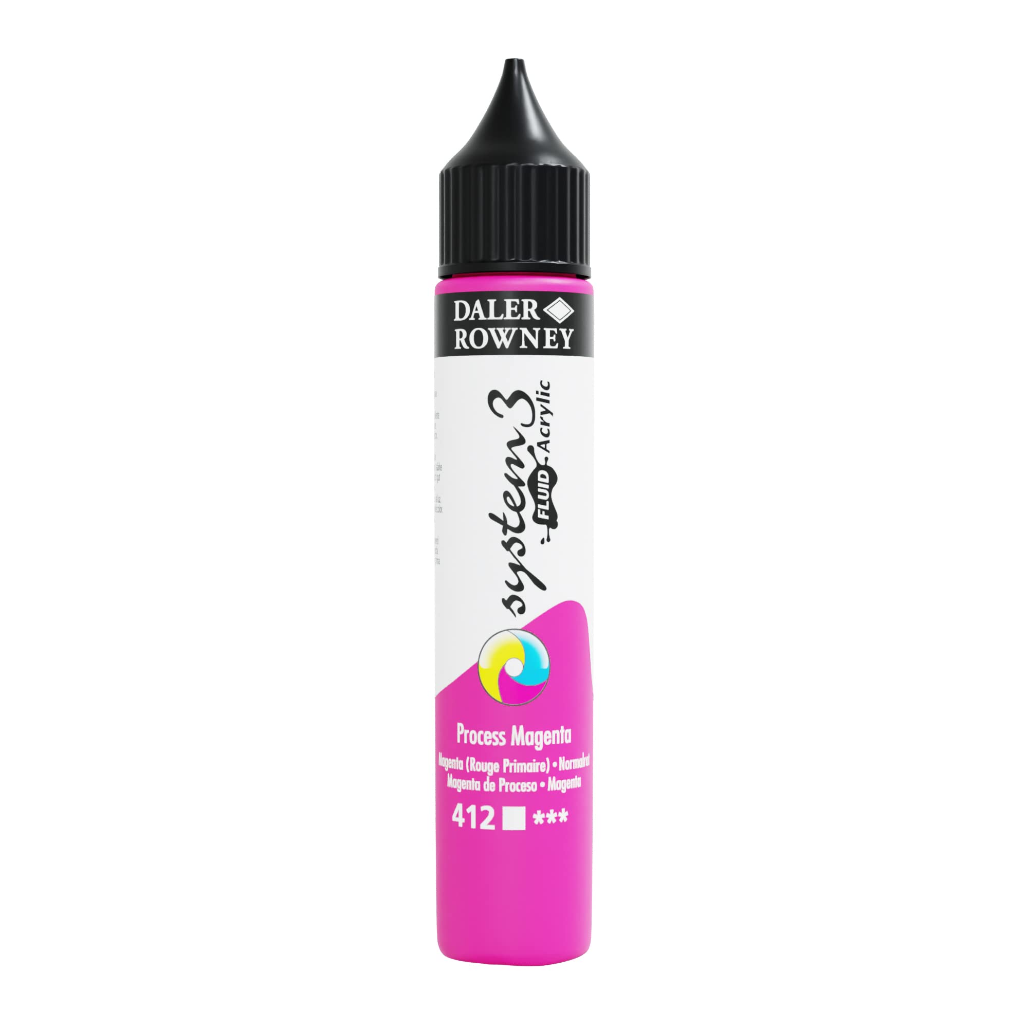 Daler Rowney Multi-Coloured Daler-Rowney System3 Acrylic Paint, Plastic Bottle, Fluid, 1Oz - 29.5 Ml, Process Magenta