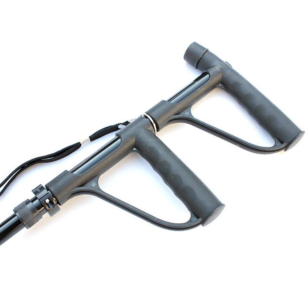 Bastón para Caminar, muleta, Altura Plegable, Ajustable, portátil, bastón de Cuatro Patas, Mango Doble multifunción con luz LED para Hombres y Mujeres Present