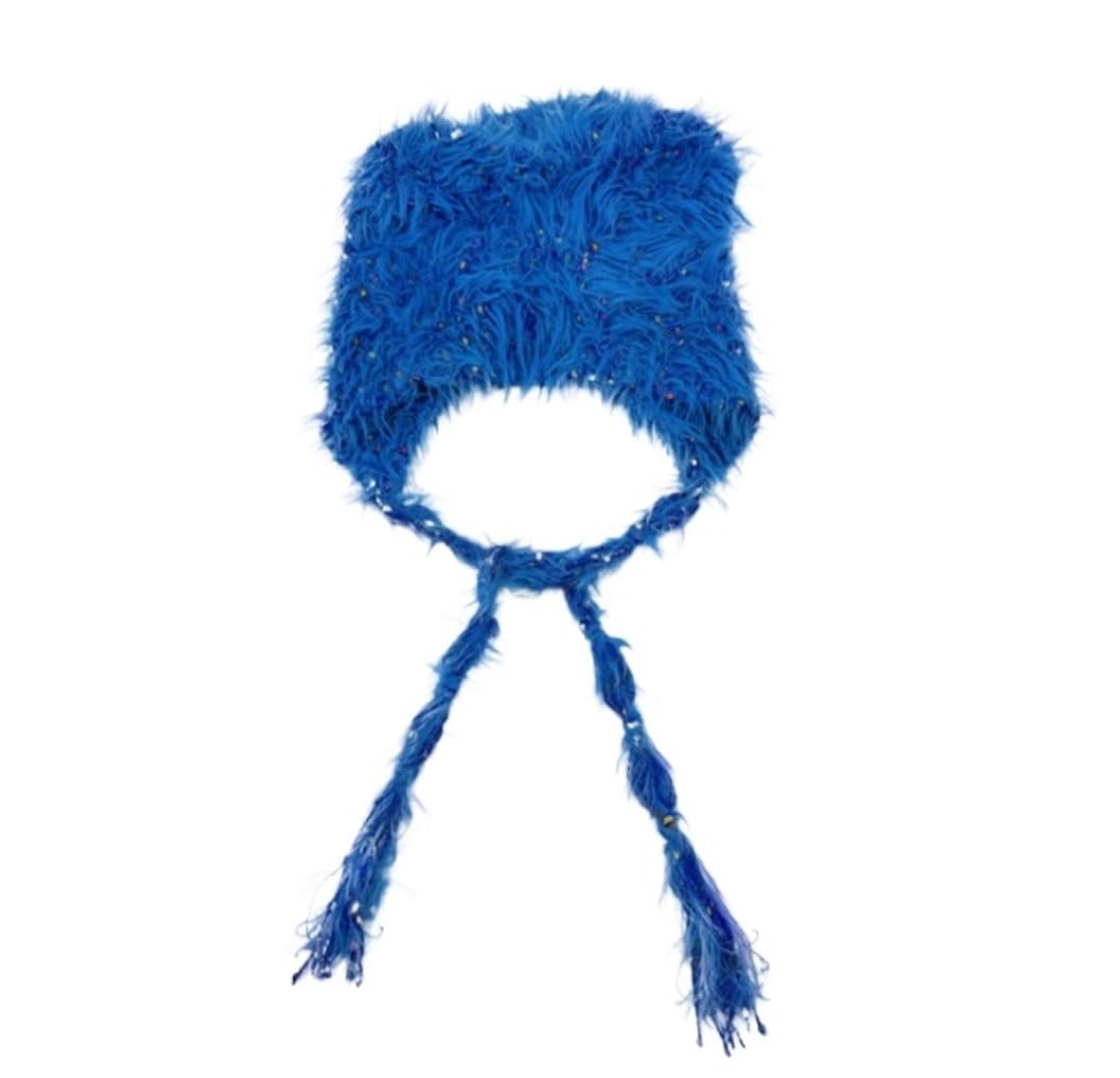 Chapeaux en crochet avec ficelle protecteurs contre le vent bleu