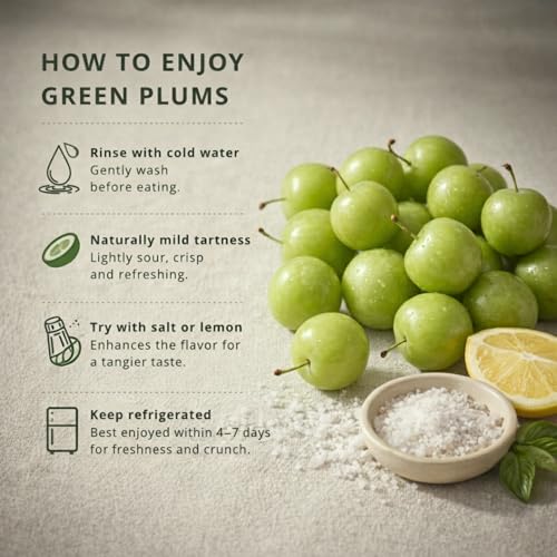 Fresh Green Sour Plums – Small Early Season, Tart & Crunchy, Unripe Plums, Erik (Goje Sabz), Perfect with Salt or Lemon, Fresh from California (1 LBS)
