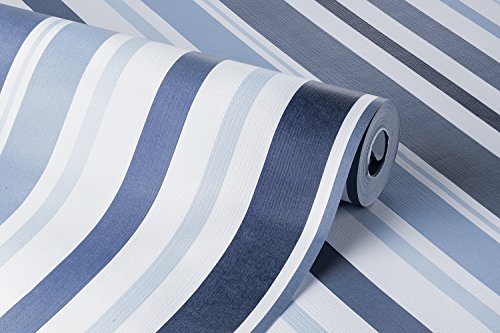 Papel de Parede Infantil, Listrado, Azul, 1000x52 cm, Bobinex Uau