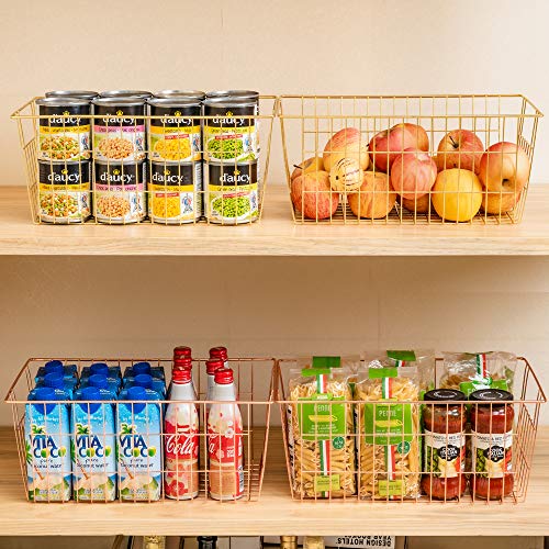 SANNO Wire Baskets Storage Baskets, Freezer Bakets Pantry Baskets Kitchen Organizing Basket Set, Great for Home, Bathroom, Tables Countertops, Office