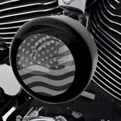 Black Horn Cover for Harley Touring Models from 1993-2017 - Ghost USA Flag Wave Style-9856-7497