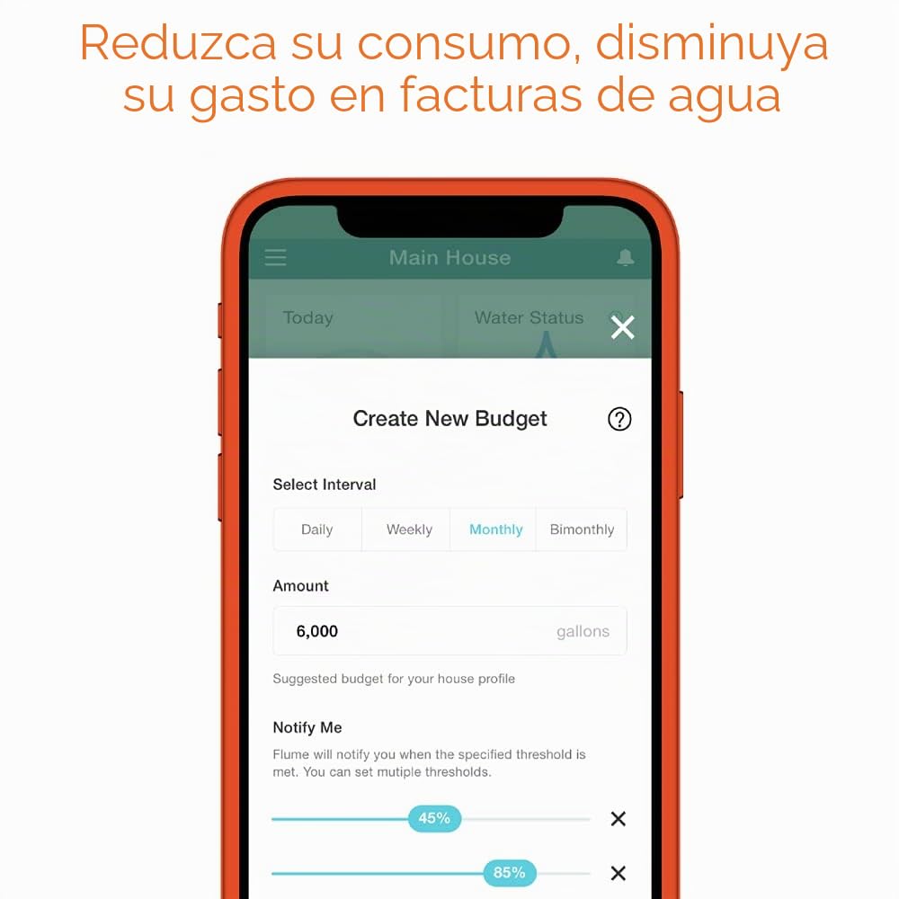 Flume 2 monitores de Agua Inteligentes para el hogar y Detector de Fugas de Agua: detecta Fugas de Agua Antes de Que causen daños. Controla tu Uso de Agua para Reducir los residuos se instala en