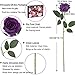 Cloudecor 15Pcs Purple Roses Artificial Flowers Fake Roses Long Stem Velet Rose Silk Flowers for Home Wedding Decoration (Round Roses,Pure Purple)