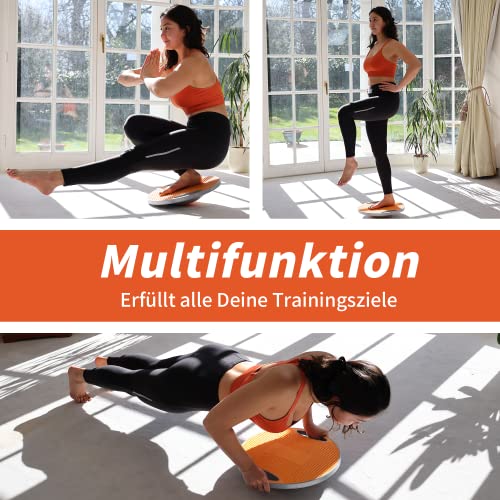 DH FitLife Balance Board, Wackelbrett, Balance Pad mit Griffen, extra groß Ø 42cm, max. 200 KG, Gleichgewichtstrainer, Fitness Balance-Board Erwachsene