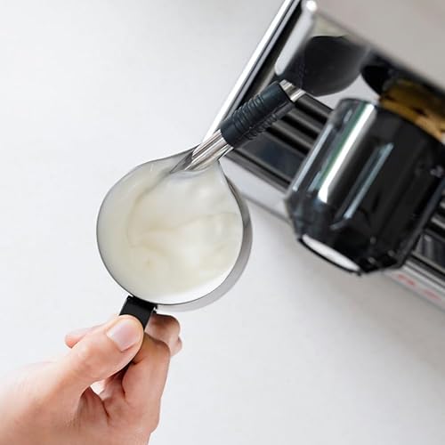 Miniatura 6 de Jarra de espuma de leche de 12 onzas  11.8 fl oz  Jarra de vapor watchget Espresso de acero inoxidable para espuma de leche, para capuchino, latte,