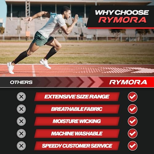 Rymora Calf Compression Sleeves Men Women - Leg Compression Sleeve Footless Socks - Shin Splint Relief Fitness Running