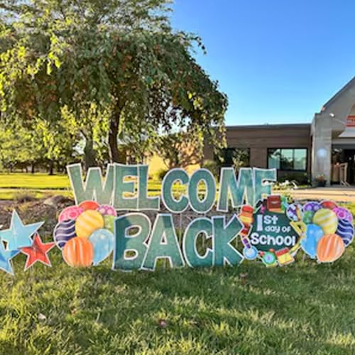 VictoryStore Welcome Back to School Yard Decorations First Day of School Lawn Cards 12pcs Includes Metal Stakes (Multicolor)