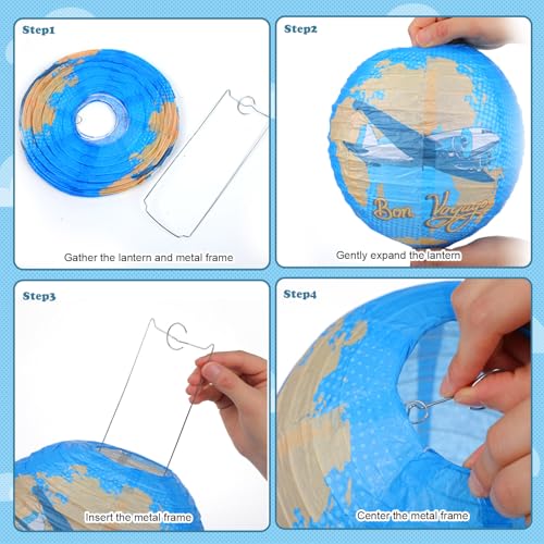 Image of Panelee 12 Pcs Travel Around The World Paper Lanterns Party Decorations 8 Inch Hanging Round Hanging Paper Party Decorations for Holiday Indoor Outdoor Supplies