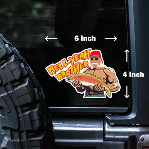 Image of Hell Yeah Brother Fishing Decals: Funny Car Stickers | 6 x 4 Inch Vinyl Decals for Window,Auto,SUV, Gift for Fishing Lover